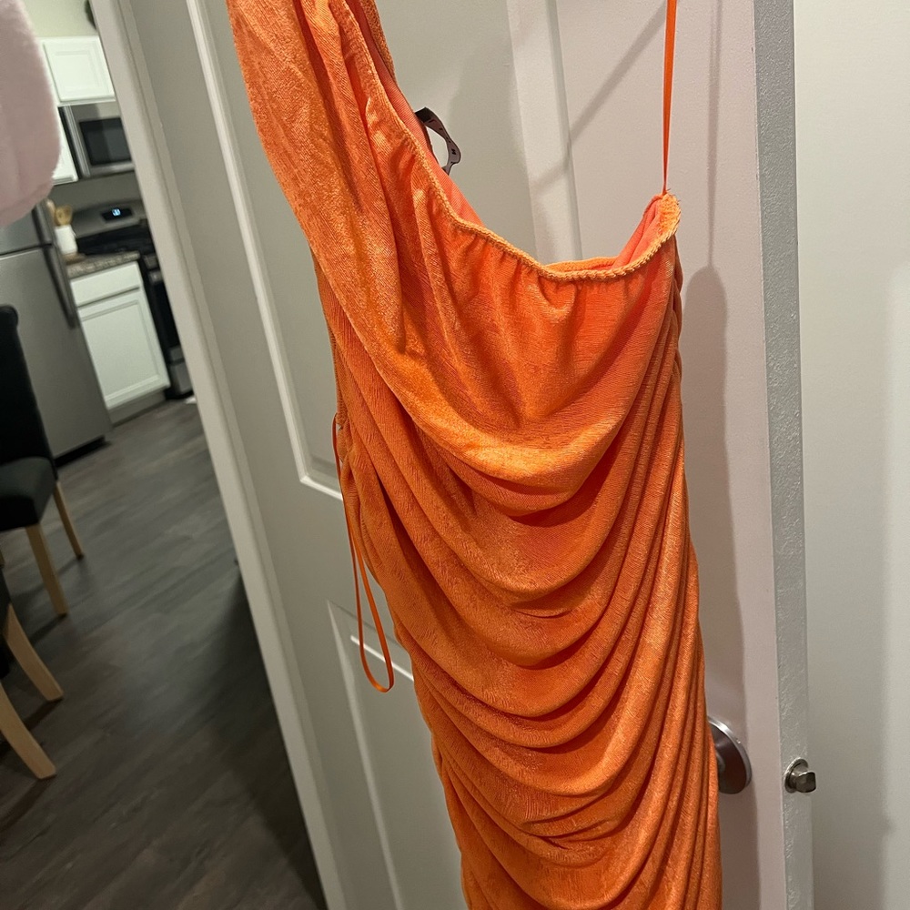 The Goddess Mini Dress Orange - Princess Polly